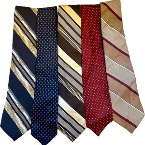 Bundle of 5 Men's Ties-Oleg Cassini, Christian Dior, British Foulard, & others